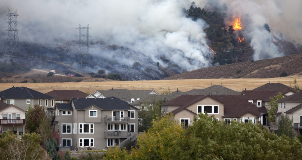 Wildfire by homes